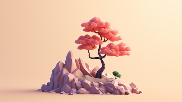 Bezpłatne zdjęcie trójwymiarowe drzewo z liśćmi