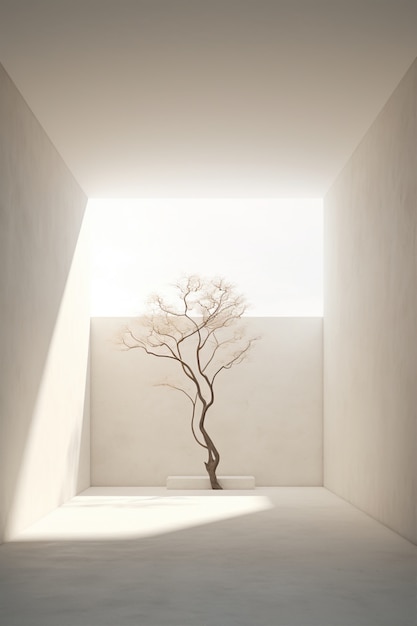 Trójwymiarowe drzewo ze światłem słonecznym