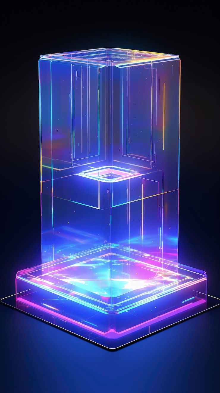 Bezpłatny plik Zdjęcie trójwymiarowe kształty świecące jasnymi kolorami holograficznymi