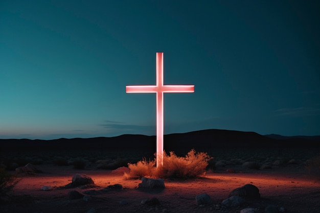 Bezpłatne zdjęcie trójwymiarowy krzyż religijny