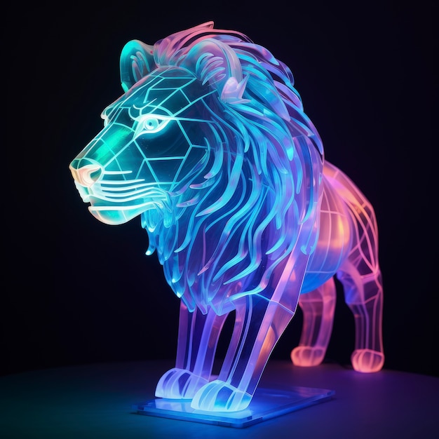 Bezpłatne zdjęcie trójwymiarowy kształt zwierzęcy świecący jasnymi kolorami holograficznymi
