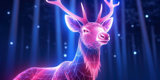 Bezpłatne zdjęcie trójwymiarowy kształt zwierzęcy świecący jasnymi kolorami holograficznymi