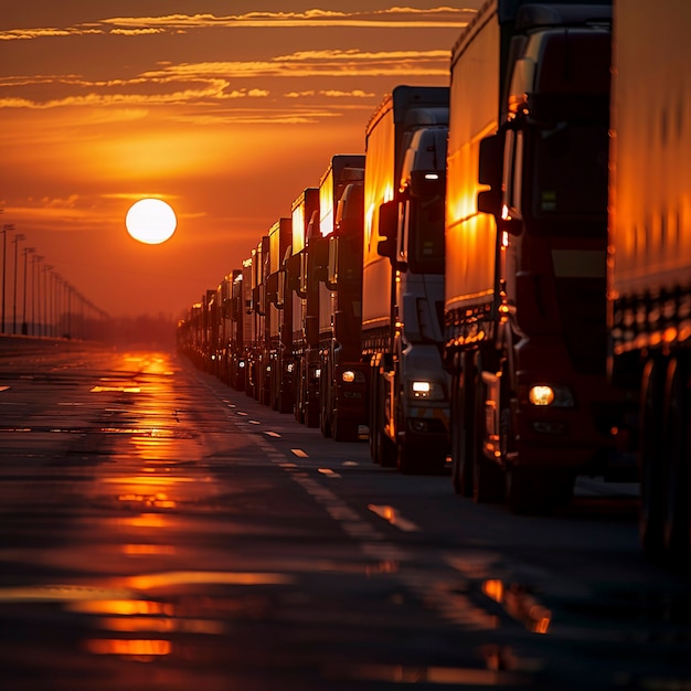 Bezpłatne zdjęcie truck and logistics operations at dusk