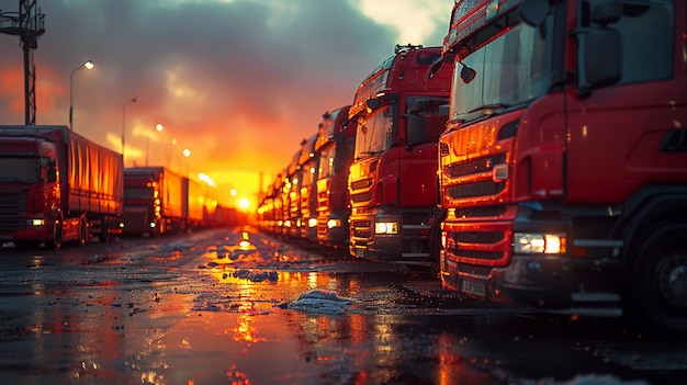 Bezpłatne zdjęcie truck and logistics operations at dusk