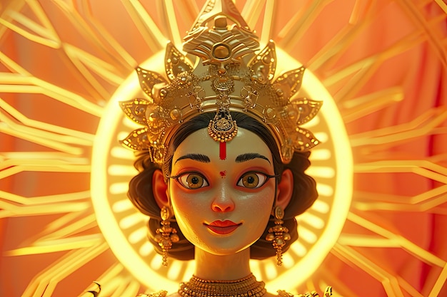 Trzecia Bogini Durga Na święto Navratri.