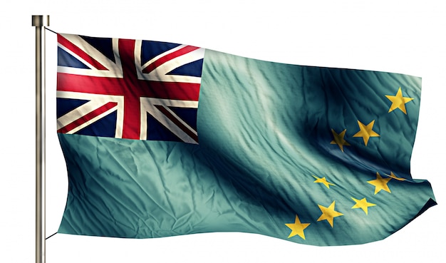 Tuvalu Flaga Narodowa Pojedyncze 3D Białe Tło