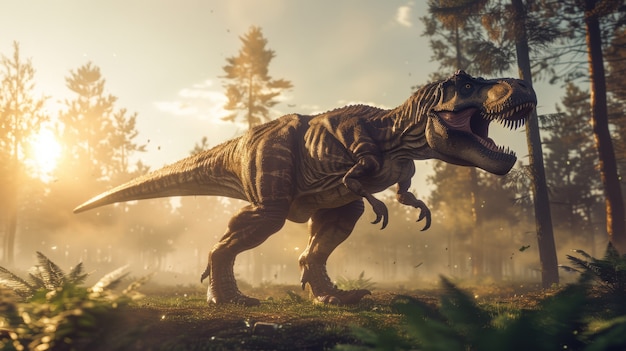 Bezpłatne zdjęcie tyrannosaurus rex na wolności