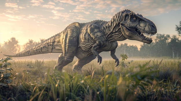 Bezpłatne zdjęcie tyrannosaurus rex na wolności