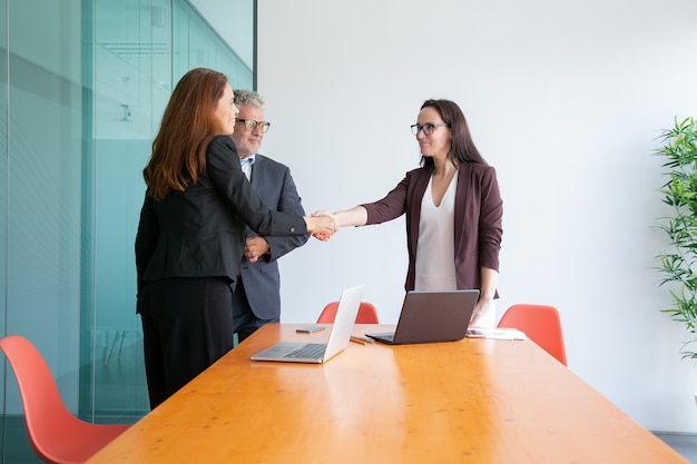 Udane Bizneswomen Uścisk Dłoni I Powitanie