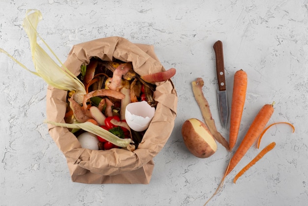 Bezpłatne zdjęcie układ kompostu ze zgniłego jedzenia
