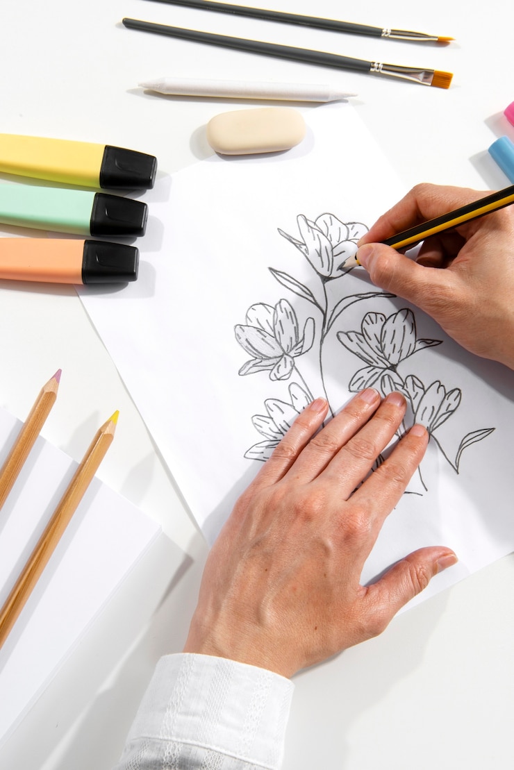 Bezpłatny plik Zdjęcie układ narzędzi programu illustrator martwa natura