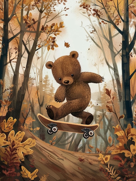 Urocza ilustracja niedźwiedzia w stylu sztuki cyfrowej