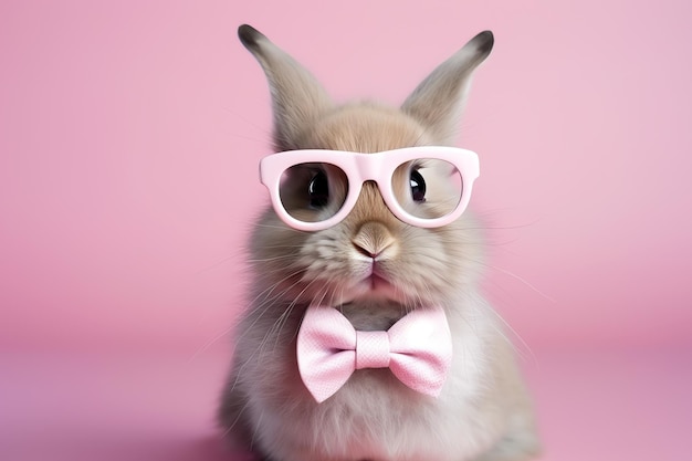 uroczy królik z okularami wygenerowany przez AI