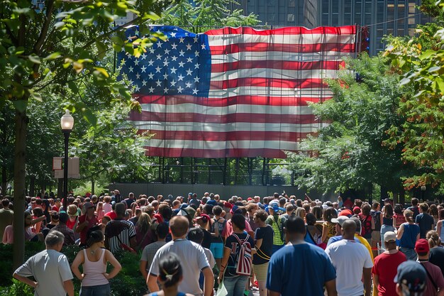 Uroczystość Dnia Niepodległości USA z flagą