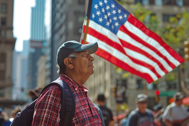 Uroczystość Dnia Niepodległości USA z flagą