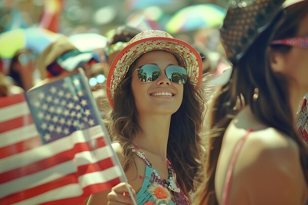 Uroczystość Dnia Niepodległości USA z flagą