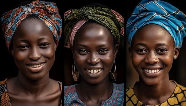 Bezpłatne zdjęcie uśmiechnięte afrykańskie kobiety piękny portret wspólnoty wygenerowany przez ai
