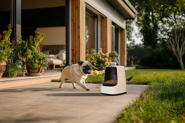 Bezpłatne zdjęcie view of automatic smart feeder for household pets