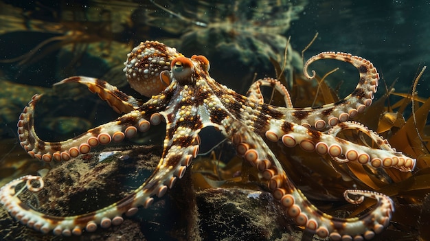 Bezpłatne zdjęcie view of octopus in its natural underwater habitat