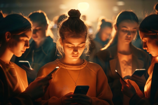 Bezpłatne zdjęcie view of people addicted to their smartphone looking and scrolling through the screens