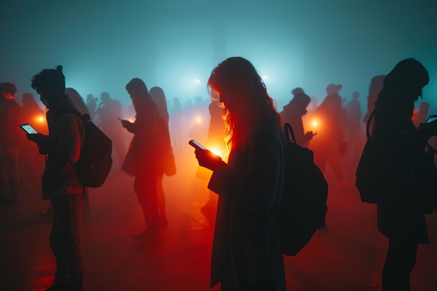 Bezpłatne zdjęcie view of people addicted to their smartphone looking and scrolling through the screens