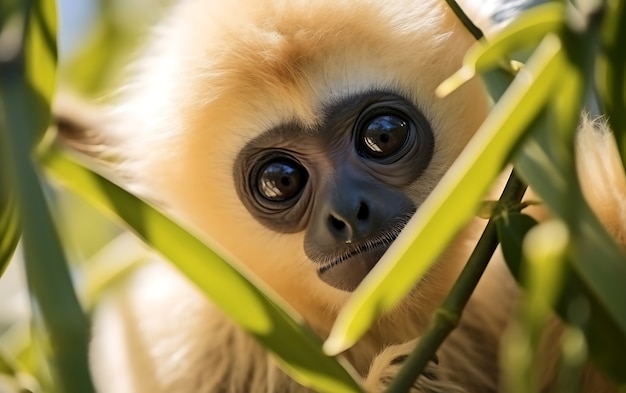 Bezpłatne zdjęcie view of wild gibbon ape