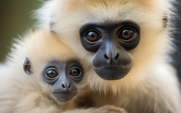Bezpłatne zdjęcie view of wild gibbon apes in nature