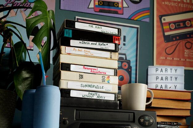 Vintage układ opakowań vhs
