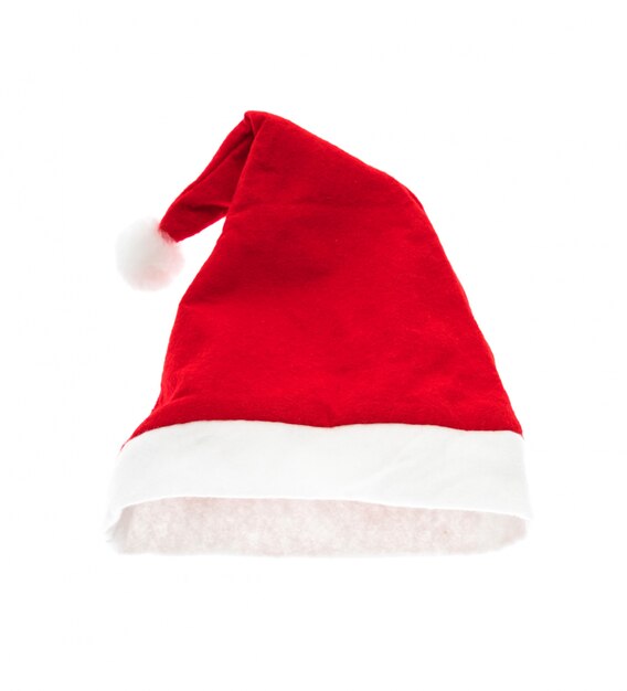 W Santa czerwony kapelusz na białym tle