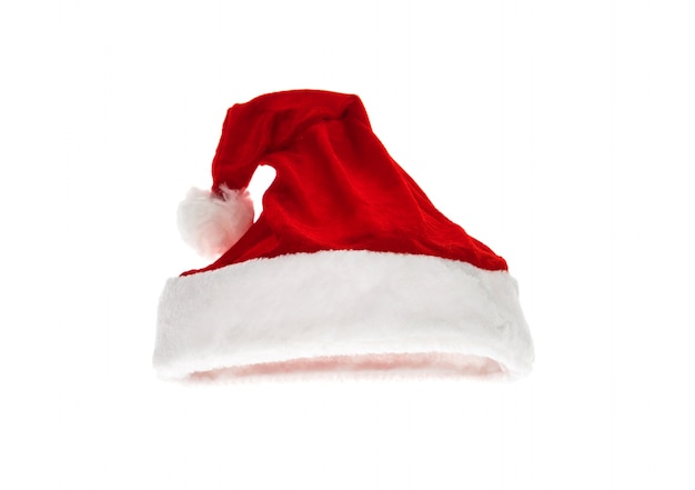 Bezpłatne zdjęcie w santa czerwony kapelusz na białym tle