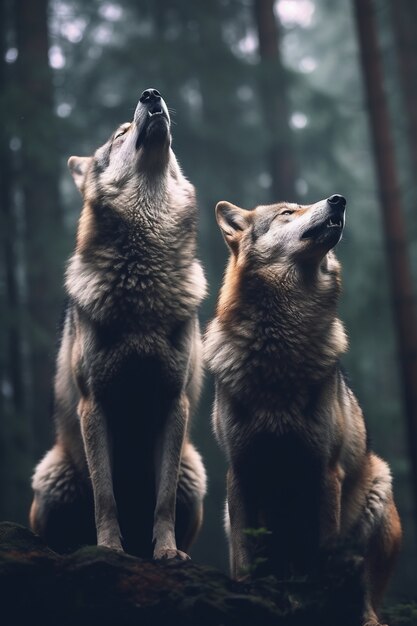 Wataha wilków w środowisku naturalnym