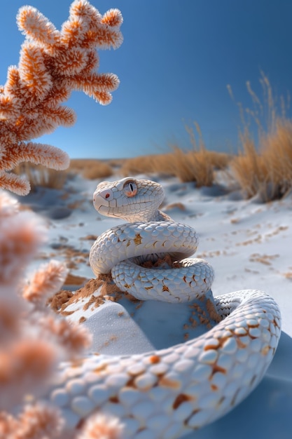 Bezpłatne zdjęcie wąż z kreskówek 3d w naturze