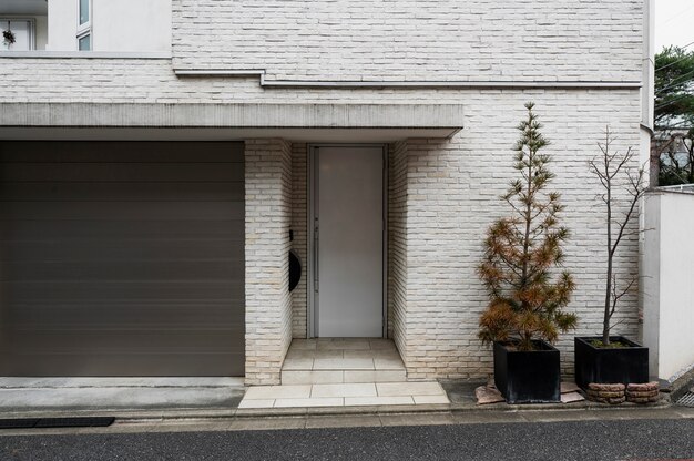 Wejście do japońskiego domu kultury i roślina