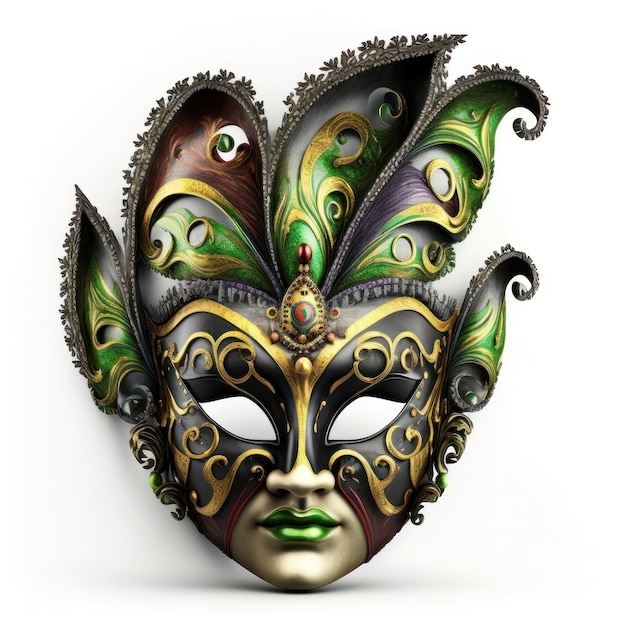 Bezpłatne zdjęcie weneckie maski karnawałowe na białym tle masquerade jeden szablon maski na karnawał w widoku z przodu