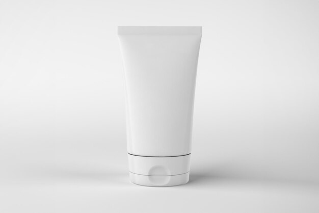 white plastic tube with blank label for cosmetic cream
