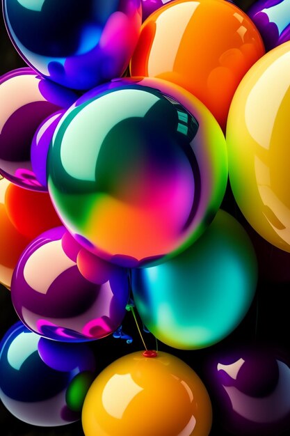 Wiązka kolorowych balonów z napisem wszystkiego najlepszego na dole