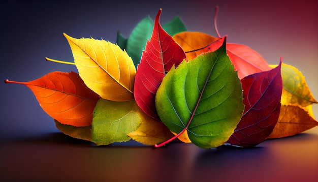 Wibrujące jesienne liście klonu prezentują piękno natury wygenerowane przez sztuczną inteligencję