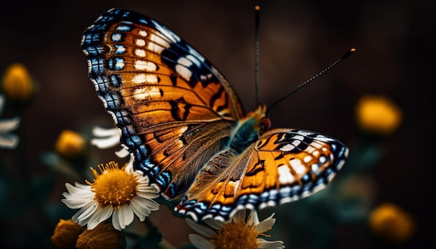 Wibrujący motyl i kwiat ukazują naturalne piękno generowane przez sztuczną inteligencję