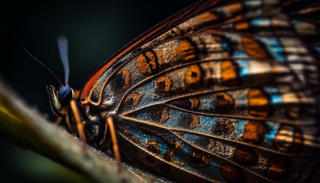 Bezpłatne zdjęcie wibrujący motyl zapyla żółty kwiat w spokoju przyrody generowanym przez sztuczną inteligencję