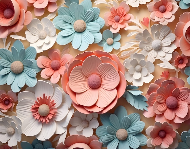 Widok 3D abstrakcyjnych kwiatów