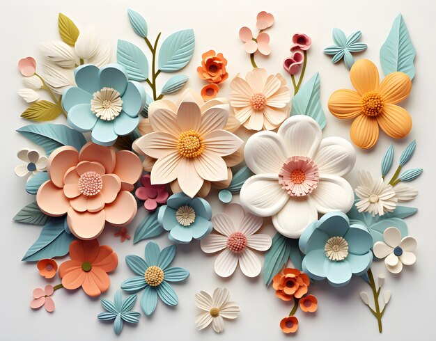 Widok 3D abstrakcyjnych kwiatów