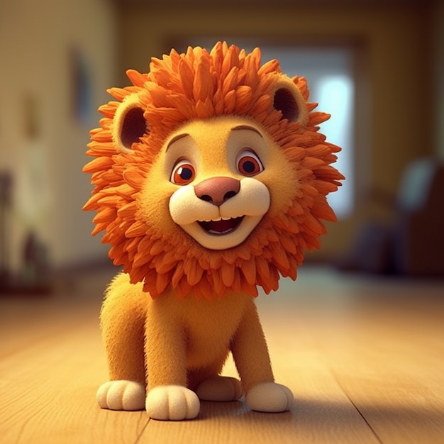 Bezpłatne zdjęcie widok 3d animowanego lwa z kreskówek