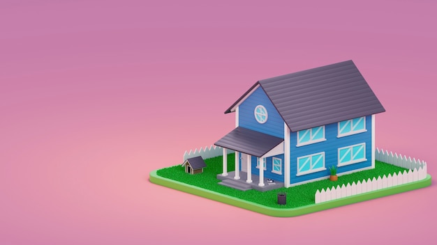 Widok 3D domu z miejsca na kopię