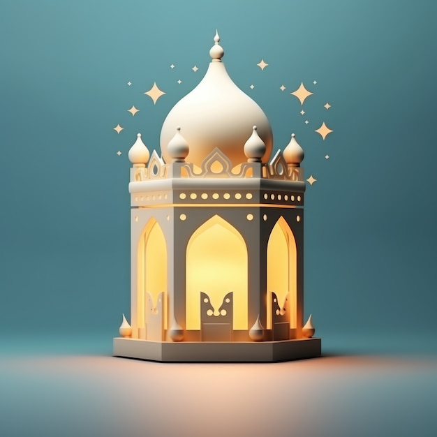 Bezpłatne zdjęcie widok 3d islamskich latarni