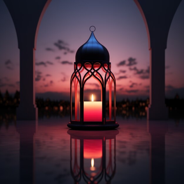 Widok 3d islamskich latarni