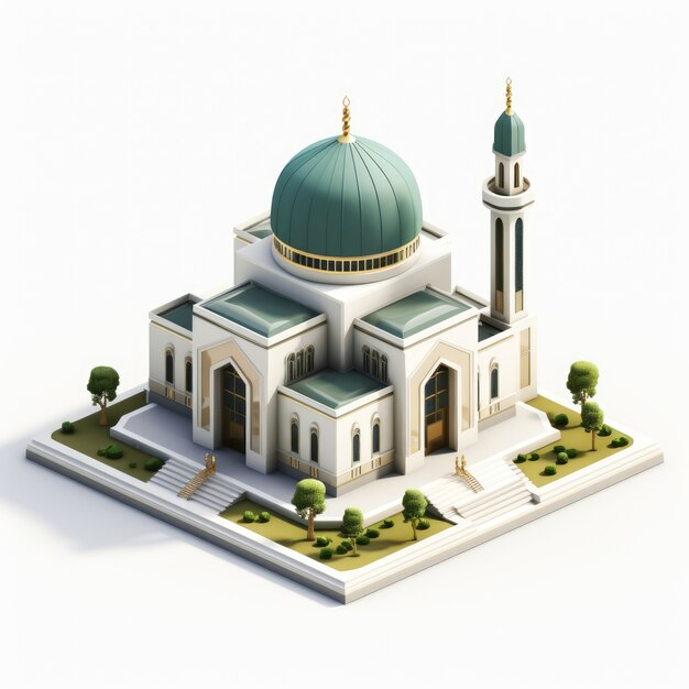 Widok 3d meczetu islamskiego