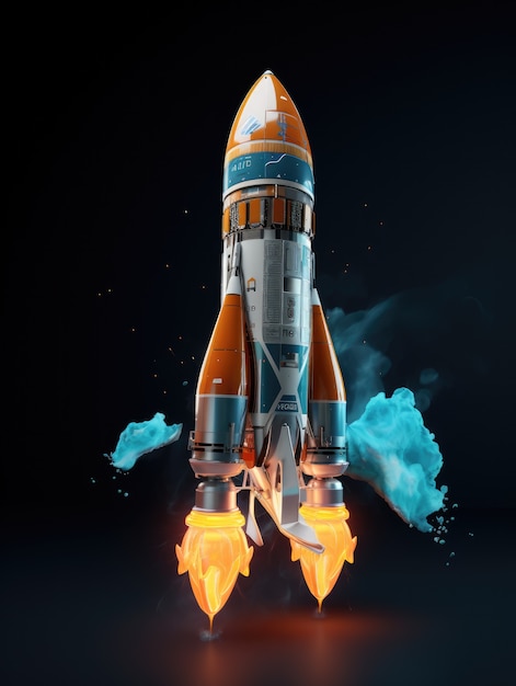 Bezpłatne zdjęcie widok 3d modelu rakiety kosmicznej