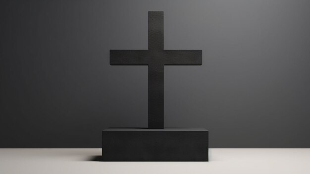 Widok 3d prostego krzyża religijnego