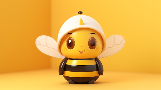Bezpłatne zdjęcie widok 3d pszczoły z kreskówek