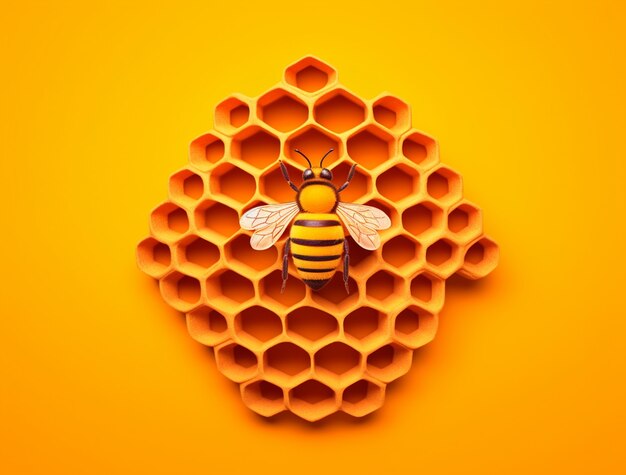 Widok 3d pszczoły z plastrem miodu